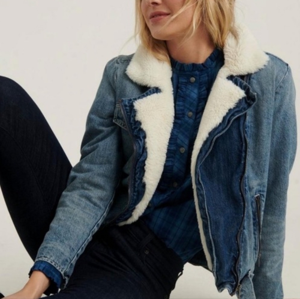Lucky Brand Denim Moto Jacket Small